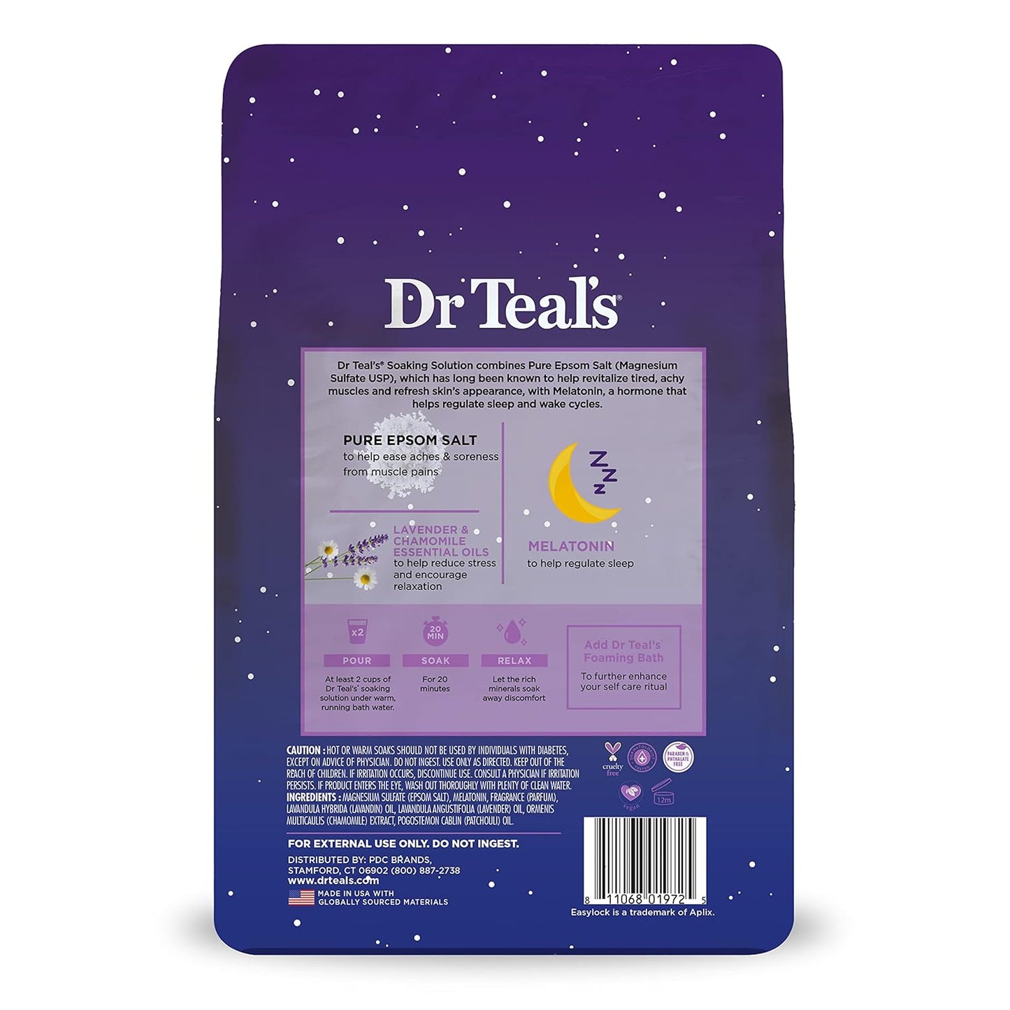 Sleep Soak with Pure Epsom Salt, Melatonin & Essential Oil Blend, 3 Lb (Pack of 4)