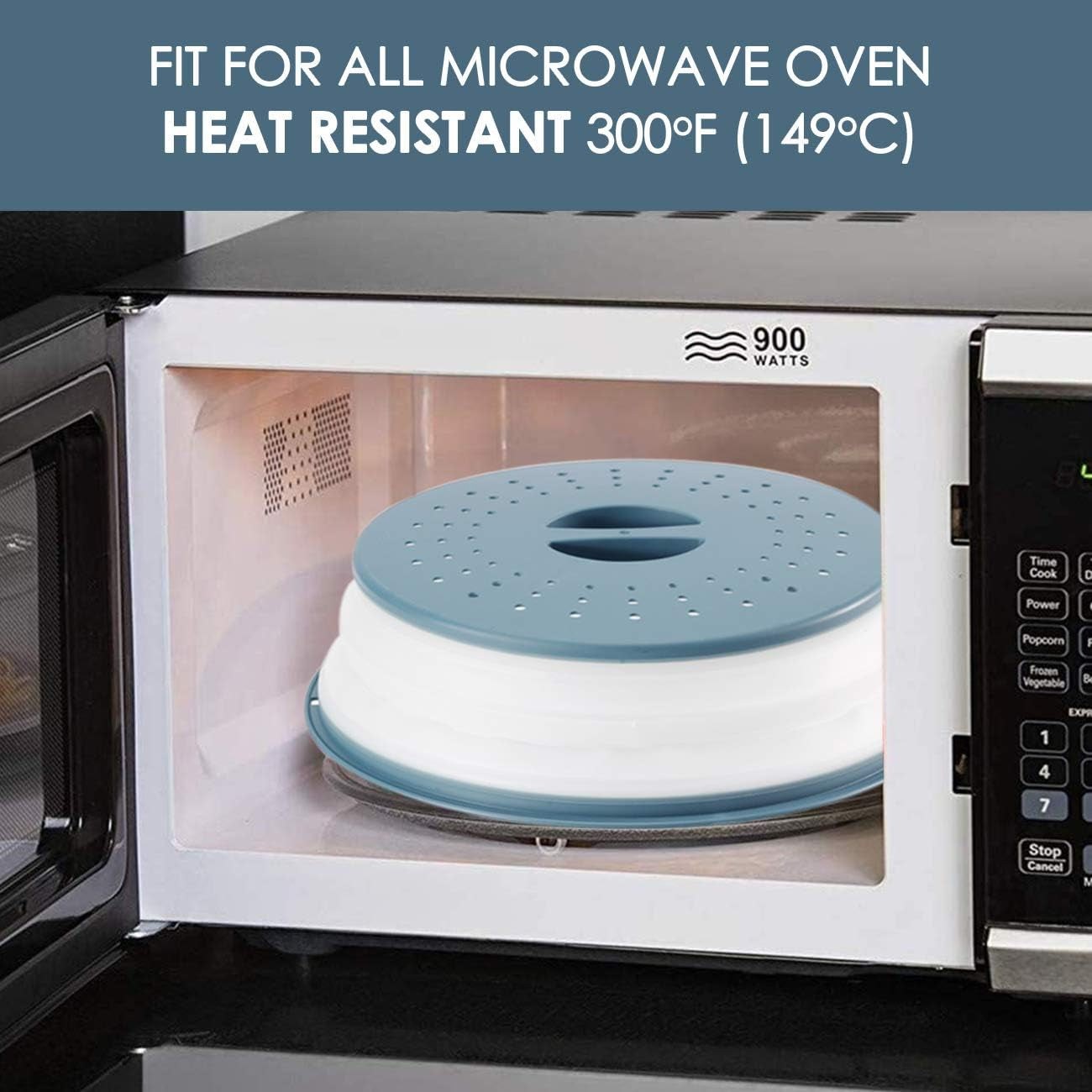 2-Pack Multicolor Foldable Microwave Oven Plate Cover for Food, Vented Collapsible Splatter Proof Guard, Microwave Splatter Cover, Bpa-Free Silicone & Plastic and Dishwasher Safe (Blue and Green)