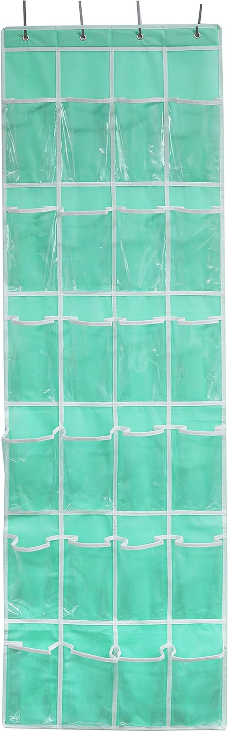 24 Pockets - Crystal Clear over the Door Hanging Shoe Organizer, Turquoise (64'' X 19'')
