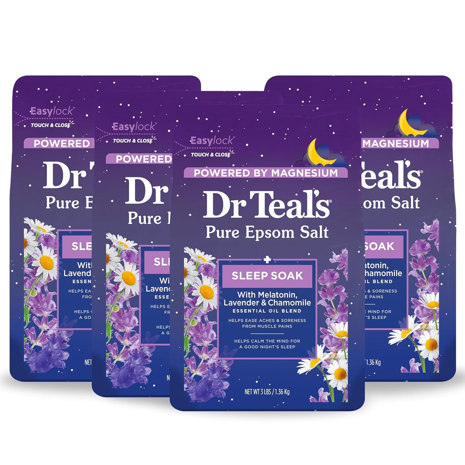 Sleep Soak with Pure Epsom Salt, Melatonin & Essential Oil Blend, 3 Lb (Pack of 4)