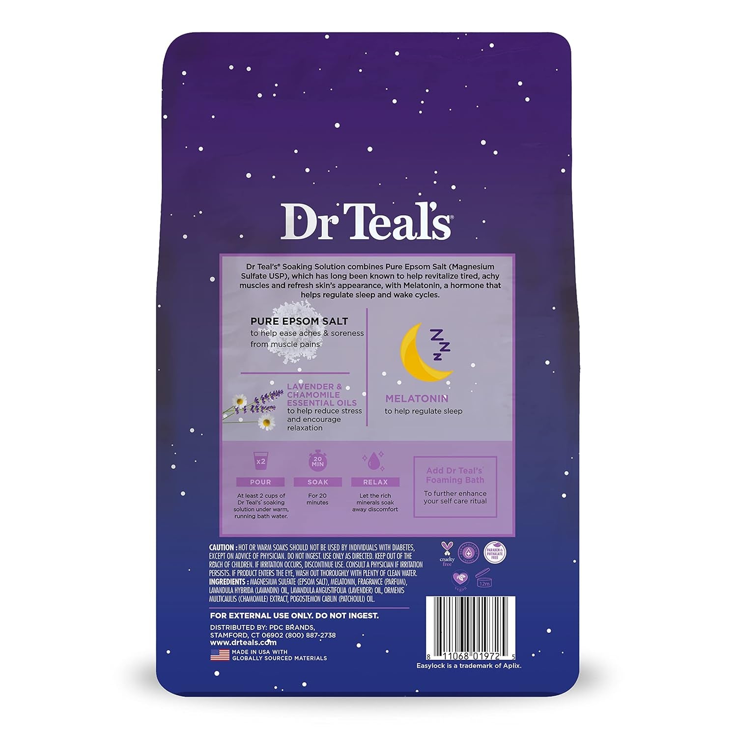 Sleep Soak with Pure Epsom Salt, Melatonin & Essential Oil Blend, 3 Lb (Pack of 4)